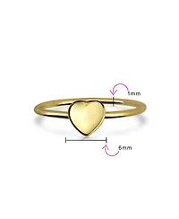 Bling Jewelry Tiny Minimalist Silver Ring with Heart Shape Initial Monogram Gold Plated Sterling