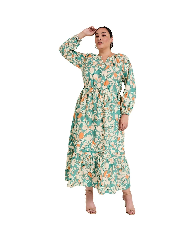 June + Vie Women's June + Vie Raglan Puff Sleeve Maxi Dress