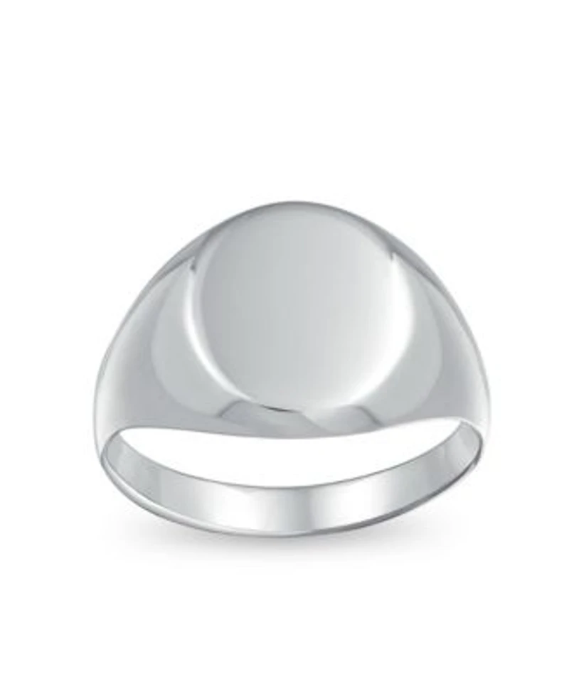Bling Jewelry Basic Simple Initial Monogram Sterling Silver Ring Oval Signet Design