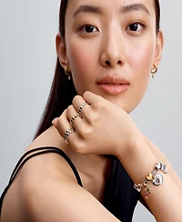 Pandora 14K Gold Plated Dangling Heart Hoop Earrings