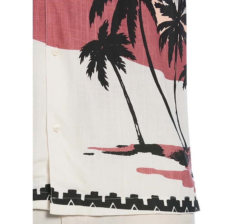 Cubavera Men's Short Sleeve Sunset Print Button-Front Camp Shirt