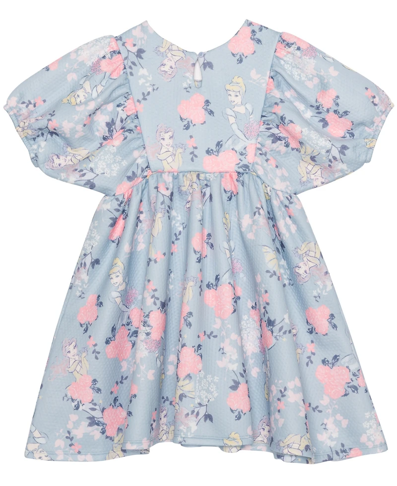 Disney Toddler and Little Girls Princess Flower Short Sleeve Dress