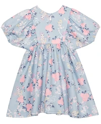 Disney Toddler and Little Girls Princess Flower Short Sleeve Dress