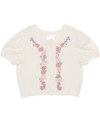 Disney Toddler and Little Girls Princess Roses Short Sleeve Sweater