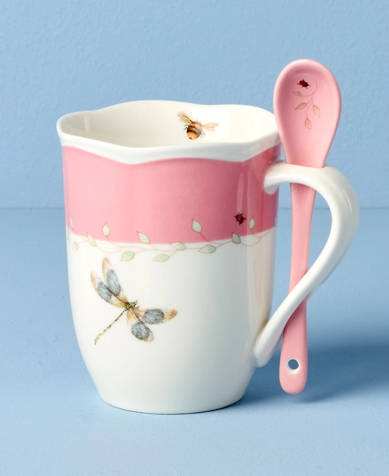 Lenox Butterfly Meadow Mugs with Spoons, Set of 2