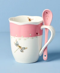 Lenox Butterfly Meadow Mugs with Spoons, Set of 2