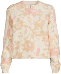 Lands' End Women's Fine Gauge Eyelash Cardigan Printed Sweater - Set Top