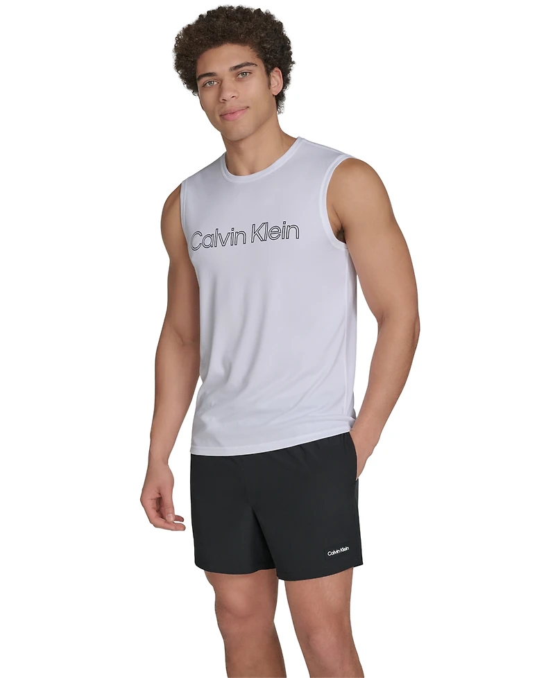 Calvin Klein Men's Logo Sleeveless Swim Rash Guard