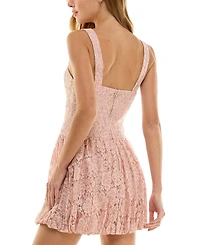 Seni & Cade Juniors' Embellished Lace Bubble-Hem Dress