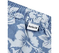 Hurley Little Boys Chambray Printed Camp Shirt & Shorts Set