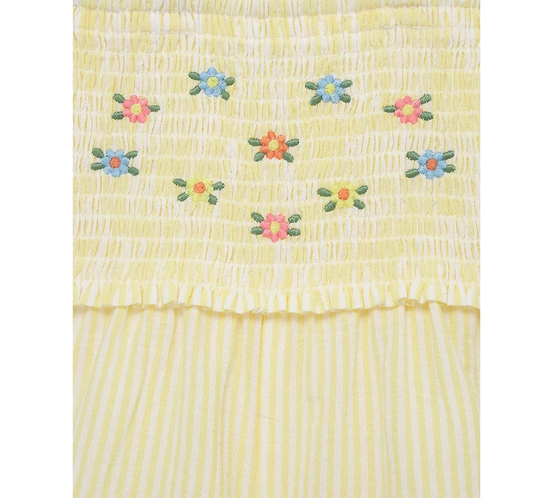 Little Me Baby Girls Woven Cotton Romper & Headband, 2 Piece Set