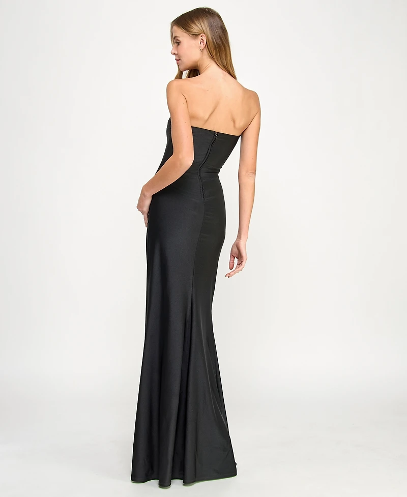 City Studios Juniors' Strapless White Tie Gown