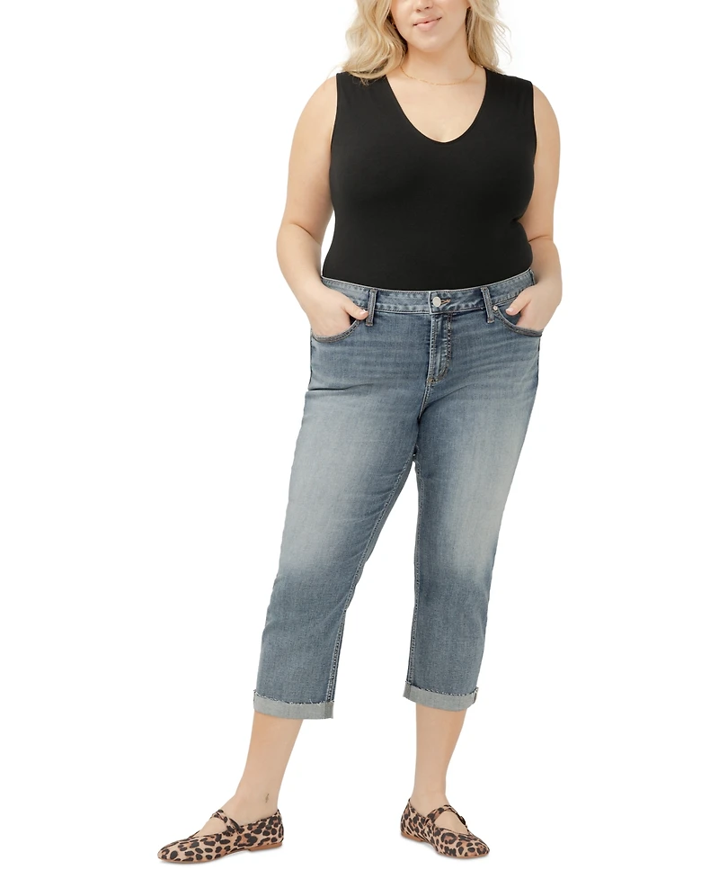 Silver Jeans Co. Plus Elyse Mid-Rise Comfort Fit Capri