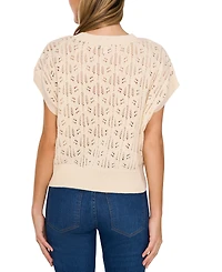 CeCe Women's Pointelle-Knit Extended-Sleeve Sweater
