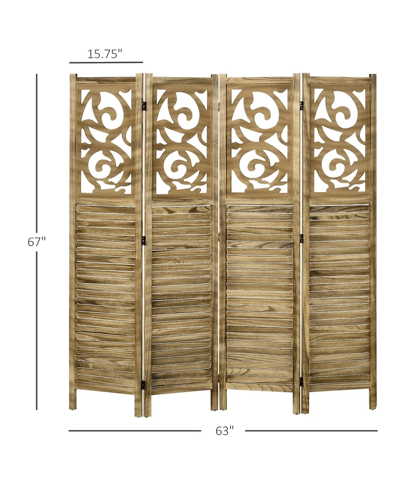 Homcom 5.5' 4 Panel Room Divider, Double Hinged Privacy Screens,