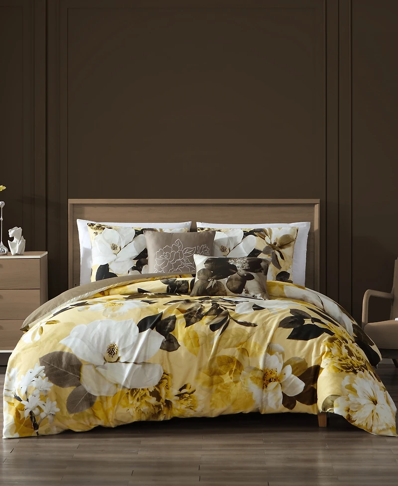 Bebejan Zayra Bedding 100% Cotton Sateen 5 Piece King Size Reversible Comforter Set