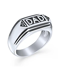 Bling Jewelry Word Band Signet Dad Ring For Father Day Gift Oxidized Black Silver Tone Stainless Steel