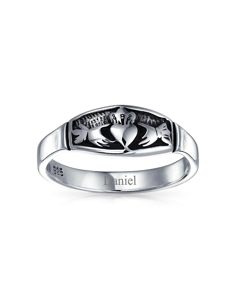 Bling Jewelry Bff Celtic Irish Claddagh Band Silver Ring Oxidized Sterling