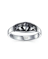 Bling Jewelry Bff Celtic Irish Claddagh Band Silver Ring Oxidized Sterling