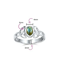 Bling Jewelry Delicate Oval Natural Stone Bff Sorority Sister Promise Trinity Celtic Knot Triquetra Ring Thin Band .925 Sterling Silver Rings