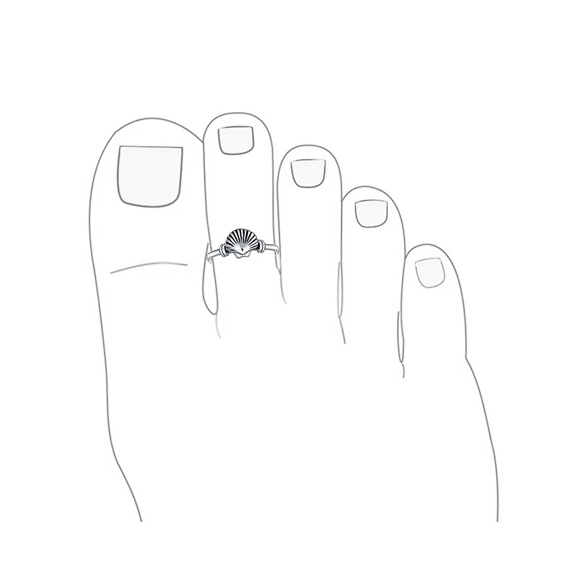 Bling Jewelry Nautical Aloha Hawaiian Beach Clam Shell Midi Toe Ring Oxidized Sterling Silver