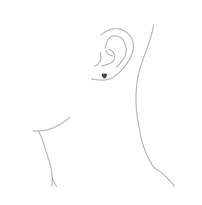 Bling Jewelry 1CT Cubic Zirconia Solitaire Heart Shaped Cz Stud Earrings .925 Sterling Silver 7MM