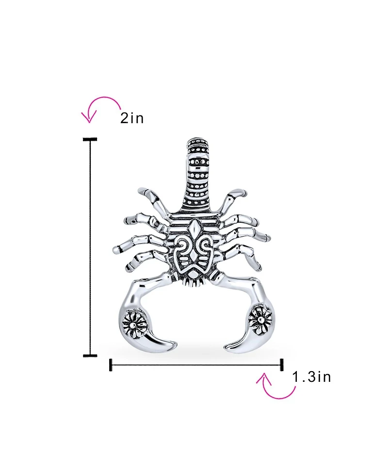 Bling Jewelry Tribal Zodiac Scorpion Necklace Stainless Steel Oxidized Black 20 Inches