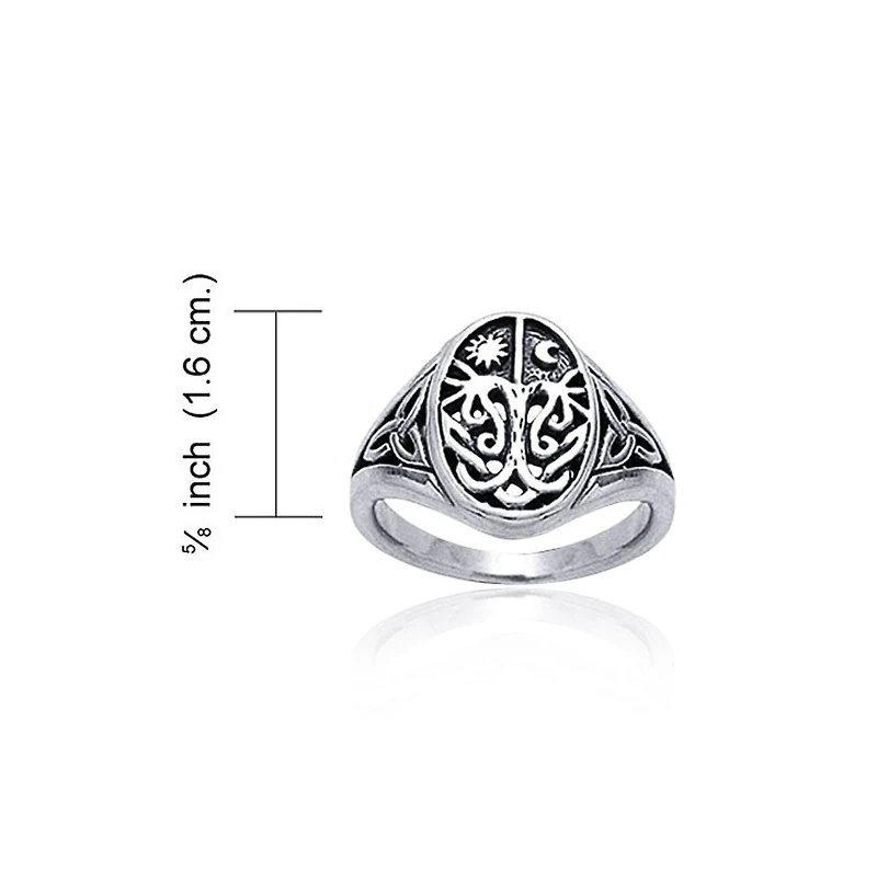Bling Jewelry Celestial Celtic Sun Moon Tree Of Life Signet Silver Ring Antique Style Sterling