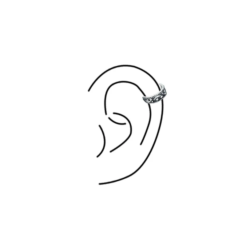 Bling Jewelry Celestial Moon Stars Ear Cuff Cartilage Wrap Helix Earring Black Oxidized Silver