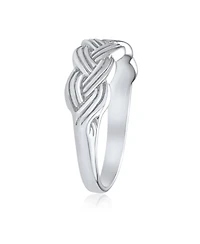 Bling Jewelry Half Braided Silver Ring with Wheat Weave and Twisted Rope Design Sterling