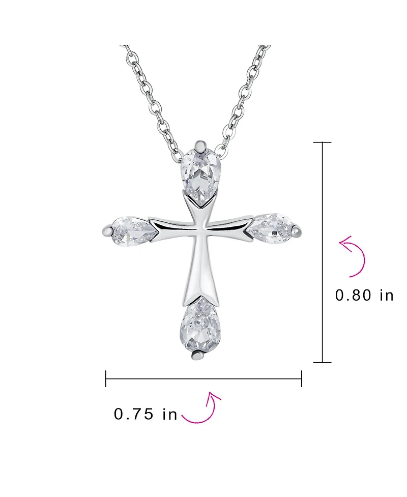 Bling Jewelry Black Purple Clear Cubic Zirconia Cz Teardrop Tips Cross Necklace Pendant .925 Sterling Silver