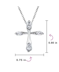Bling Jewelry Black Purple Clear Cubic Zirconia Cz Teardrop Tips Cross Necklace Pendant .925 Sterling Silver