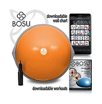 Bosu 72-10850 Home Gym Equipment The Original Balance Trainer 65 cm Diameter, Orange and Gray