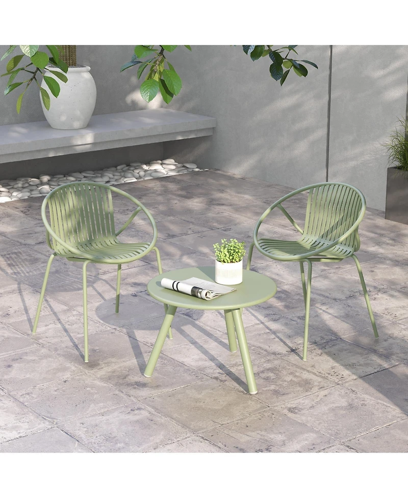 All Weather Pp Patio Conversation Set with Round Coffee table and 2 Chairs