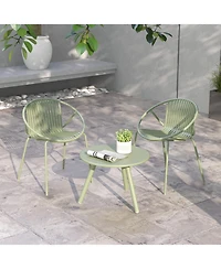 All Weather Pp Patio Conversation Set with Round Coffee table and 2 Chairs