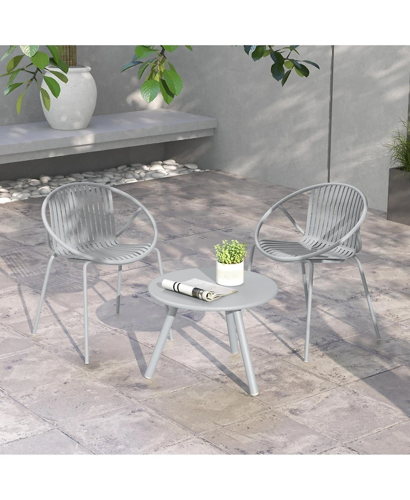 All Weather Pp Patio Conversation Set with Round Coffee table and 2 Chairs