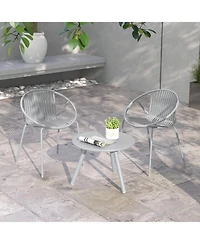 All Weather Pp Patio Conversation Set with Round Coffee table and 2 Chairs