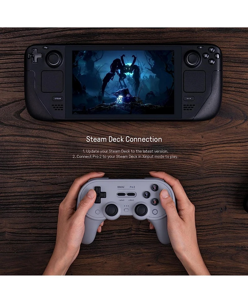 8BitDo Pro 2 Bluetooth Wireless Controller for Switch, Pc, Android, Steam Deck, Apple - Black