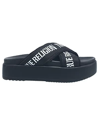 True Religion Alia Cross Strap Slip on Platform Sandal