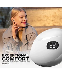 GabbaGoods Truebuds Bliss Premium Wireless Earbuds with Lcd Battery Display Charging Case