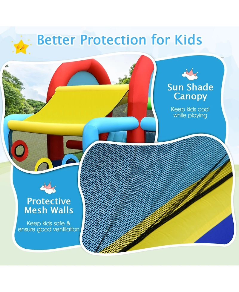 Inflatable Jumping Castle Bounce House with Dual Slides and 480W Blower