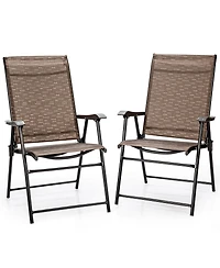 Gymax Set of 4 Folding Portable Patio Chairs Yard Outdoor w/ Armrests & Backrest