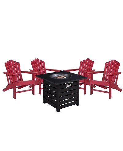 Piece Hdpe Adirondack Chairs Outdoor Conversation Set with 32-inch Propane Fire Pit Table