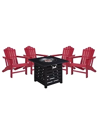 Piece Hdpe Adirondack Chairs Outdoor Conversation Set with 32-inch Propane Fire Pit Table