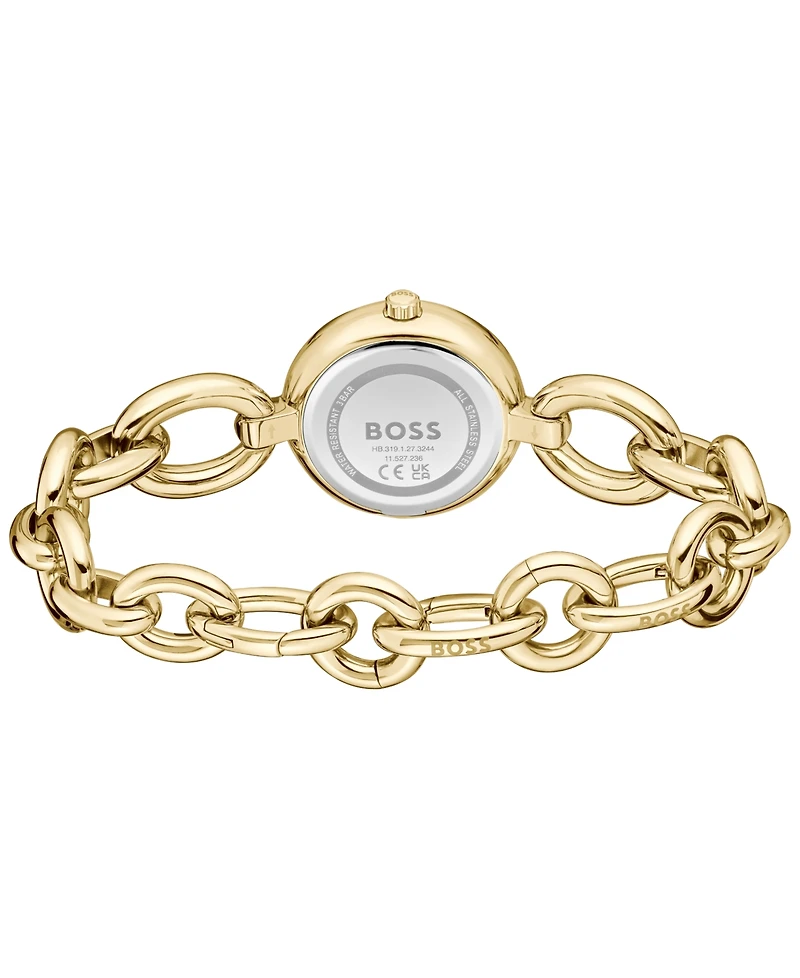 Hugo Boss Women's Live Quartz Slim Ionic Plated Thin Gold-Tone Stainless-Steel Watch, 28mm