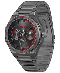 Hugo Boss Men's Grail Sport Quartz Multifunction Ionic Plated Gray Stainless-Steel Watch, 44mm