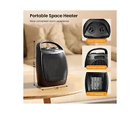 Kismile Small Electric Space Heater Ceramic Heater,Portable Fan for Office with Adjustable Thermostat and Overheat Protection Etl Listed