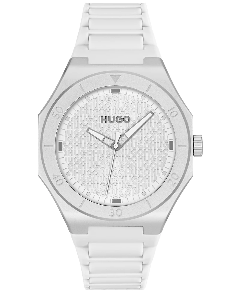 Hugo Boss Men's Grail Light Quartz White Silicone Watch, 42mm
