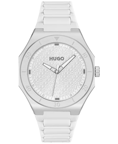 Hugo Boss Men's Grail Light Quartz White Silicone Watch, 42mm