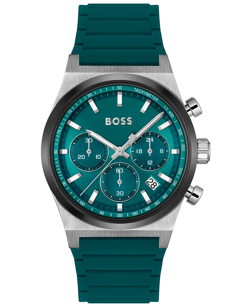 Hugo Boss Men's Candor Quartz Chronograph Green Silicone Watch, 41mm